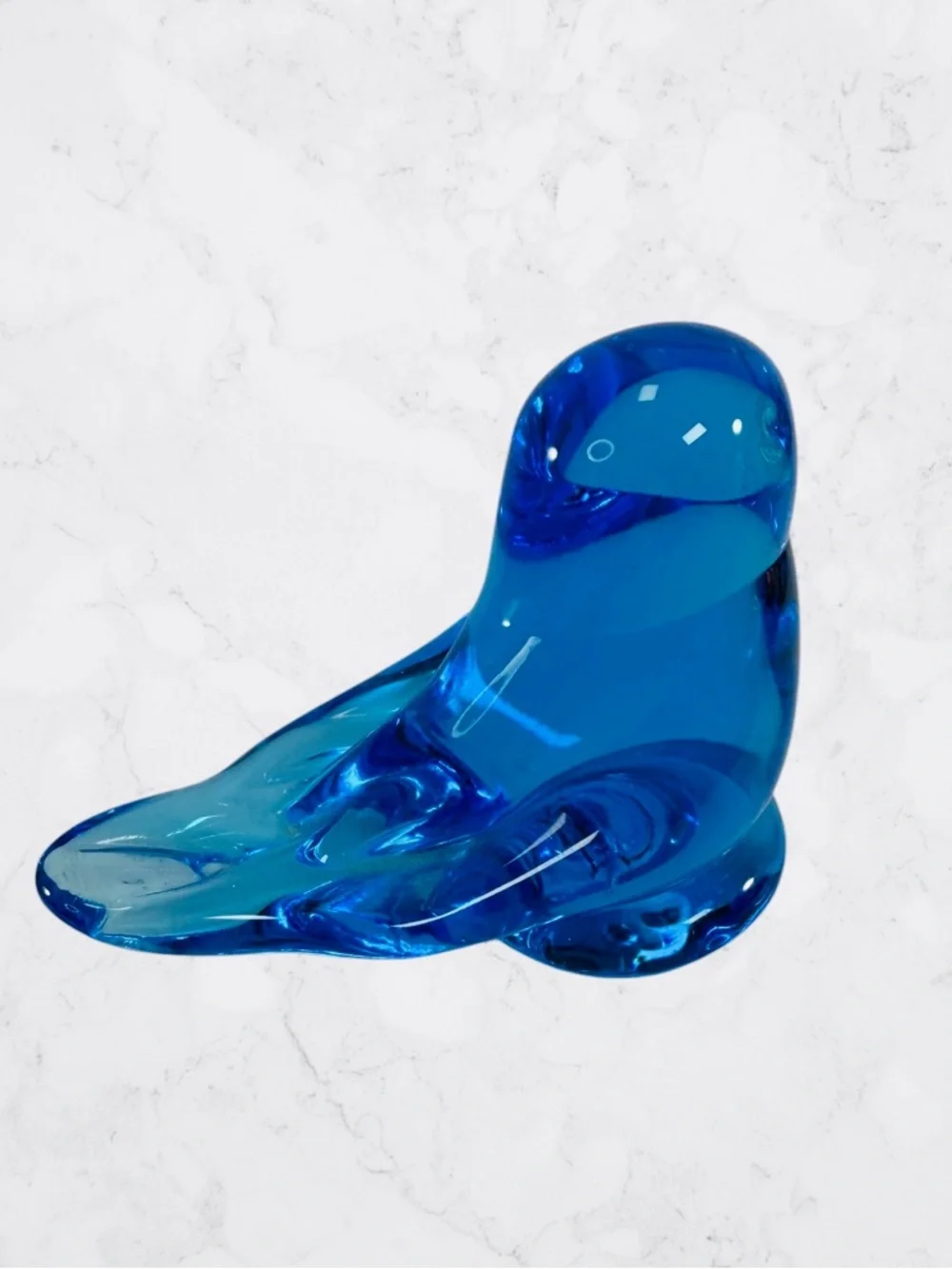 Vintage 1991 Leo Ward Blue Bird of Happiness Art Glass Figure Statue 2-1/2”